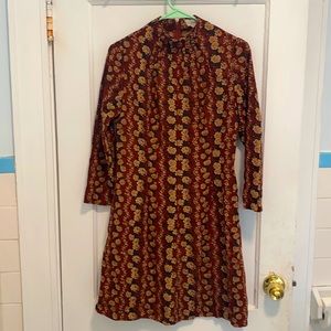 Vintage Liberty of London burnt orange dress,Size Medium (6-8) in good condition